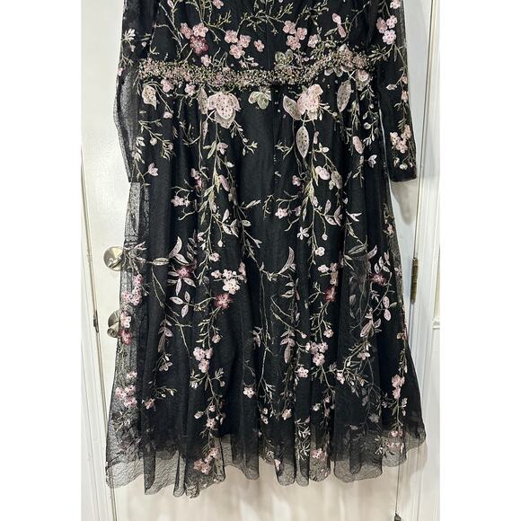 Mac Duggal Floral Embroidered Long Sleeve Dress Black Pink Plus Sz 22 NWT 20476 - Picture 16 of 16